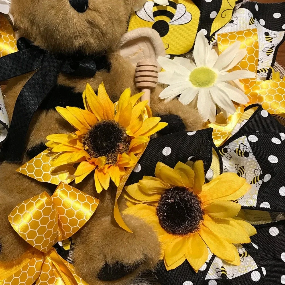 Bee 🐝 Stuffed Sunflower 🌻 Wreath The Bee Knees Thinking Of You Custom Final Sale